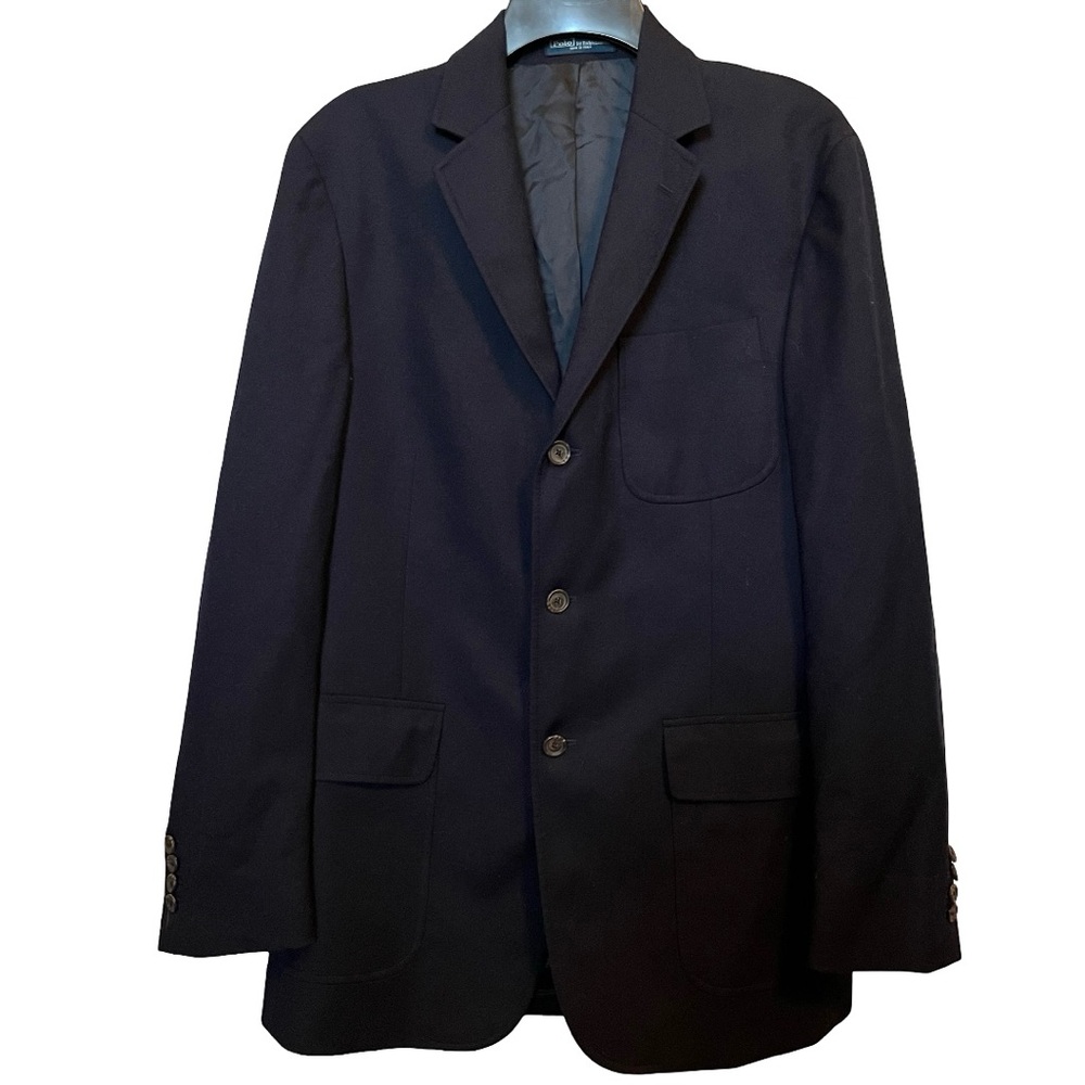 Vintage Polo Ralph Lauren 100% Wool 3 Button Blazer in Navy Sz 38 Made in Italy